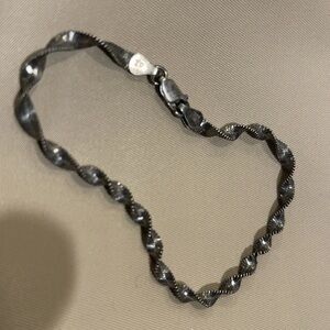 Signed AZ sterling silver twisted rope chain bracelet - 925 classic Italy 8”